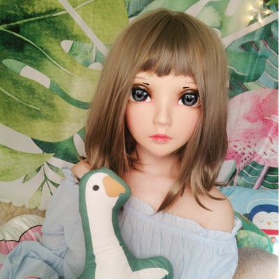 (XI)Crossdress Sweet Girl Resin Half Head Female Cartoon Character Kigurumi Mask With BJD Eyes Cosplay Anime Role Lolita Doll Mask